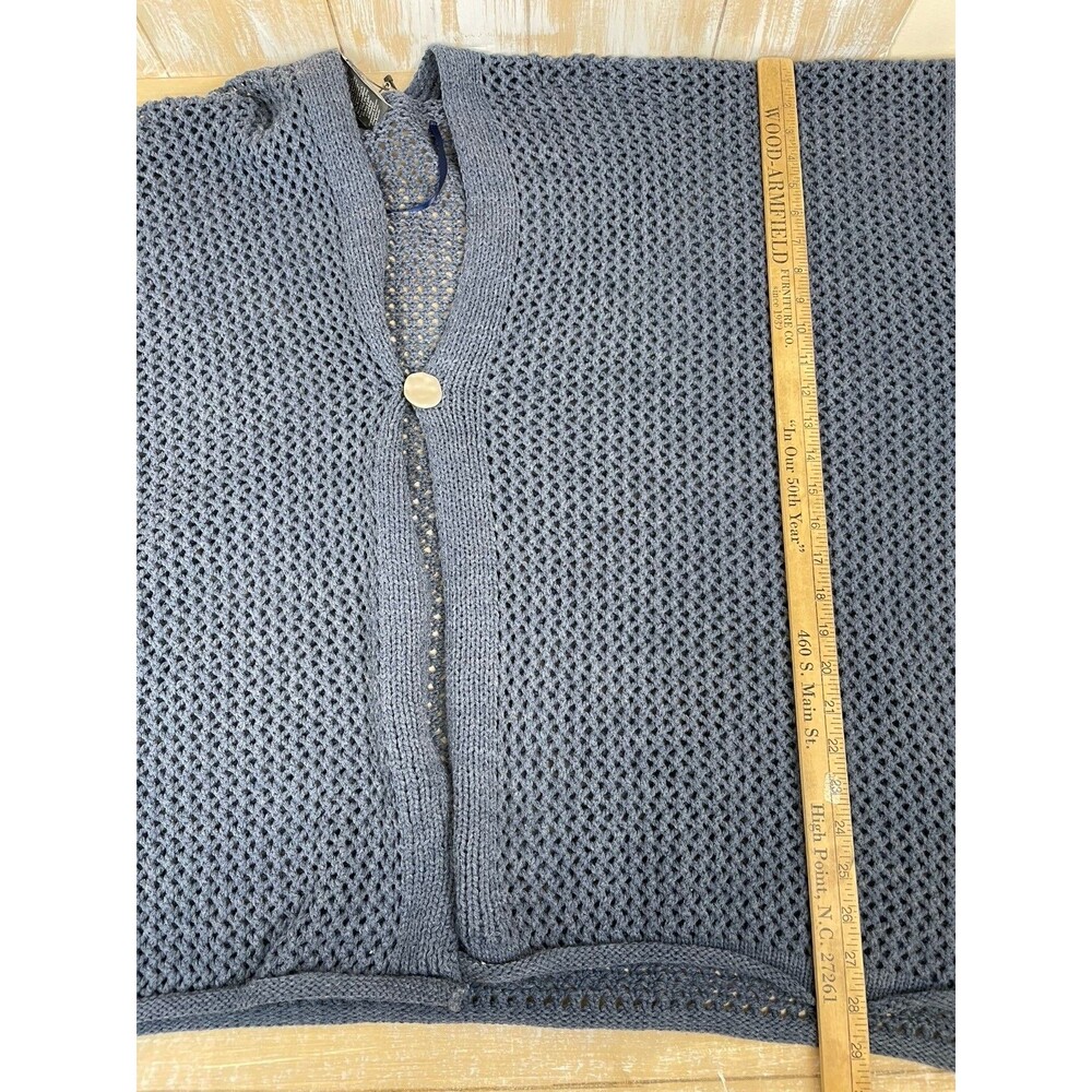 Vince Camuto Open Knit Blue Button Front Ruana One Size - Picture 5 of 7